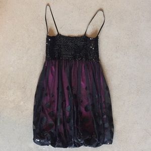 Mini Black and Magenta Frilly Party Dress